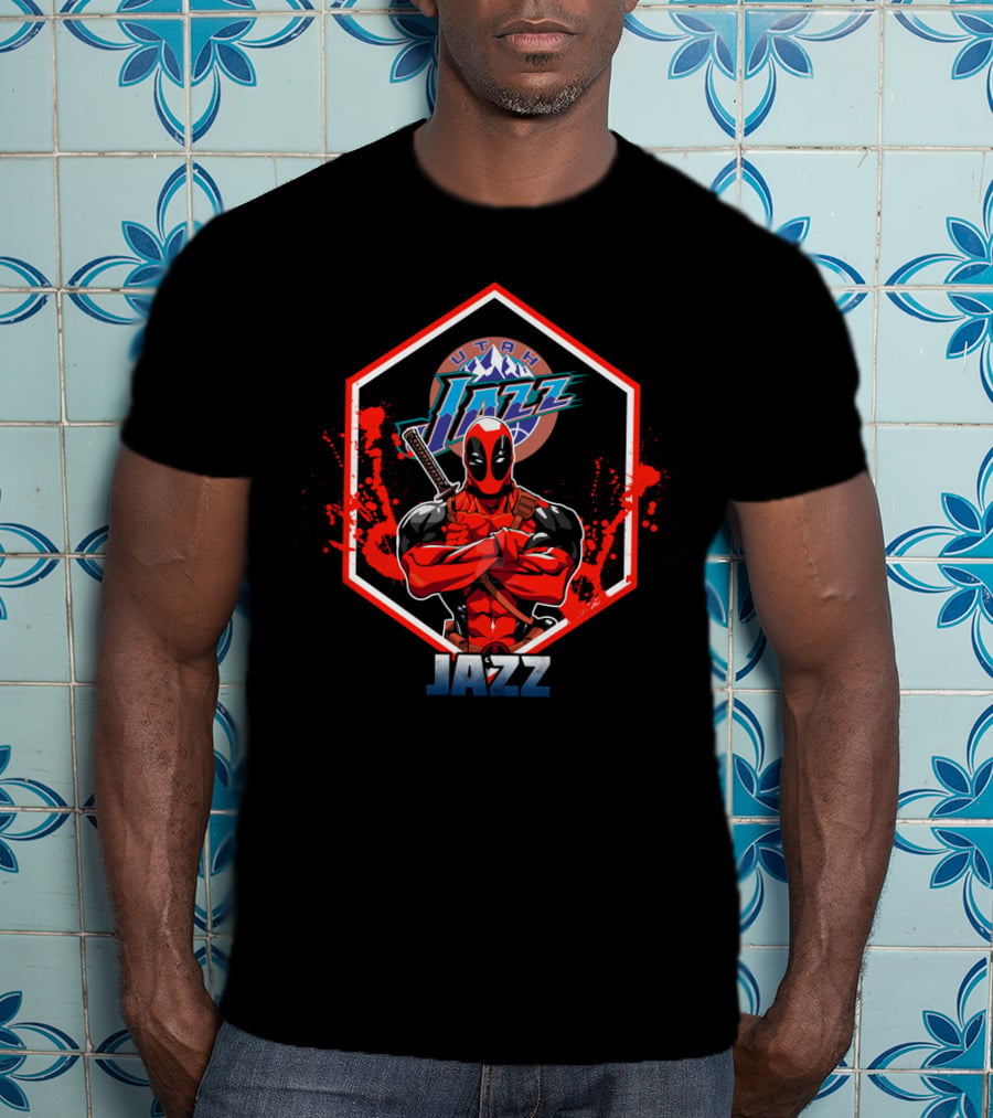 Deadpool Crossed Arms Utah Jazz Fan Art T-Shirt