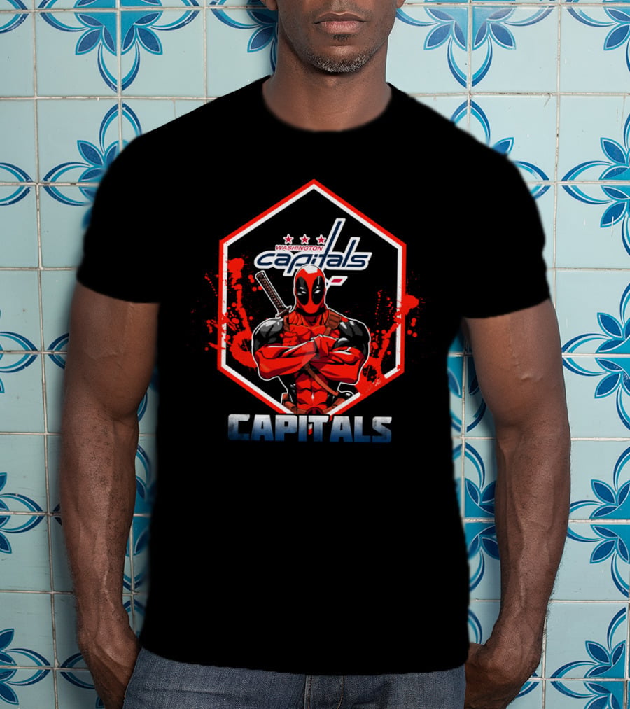 Deadpool Washington Capitals Fans Capitals Hexagon T-Shirt