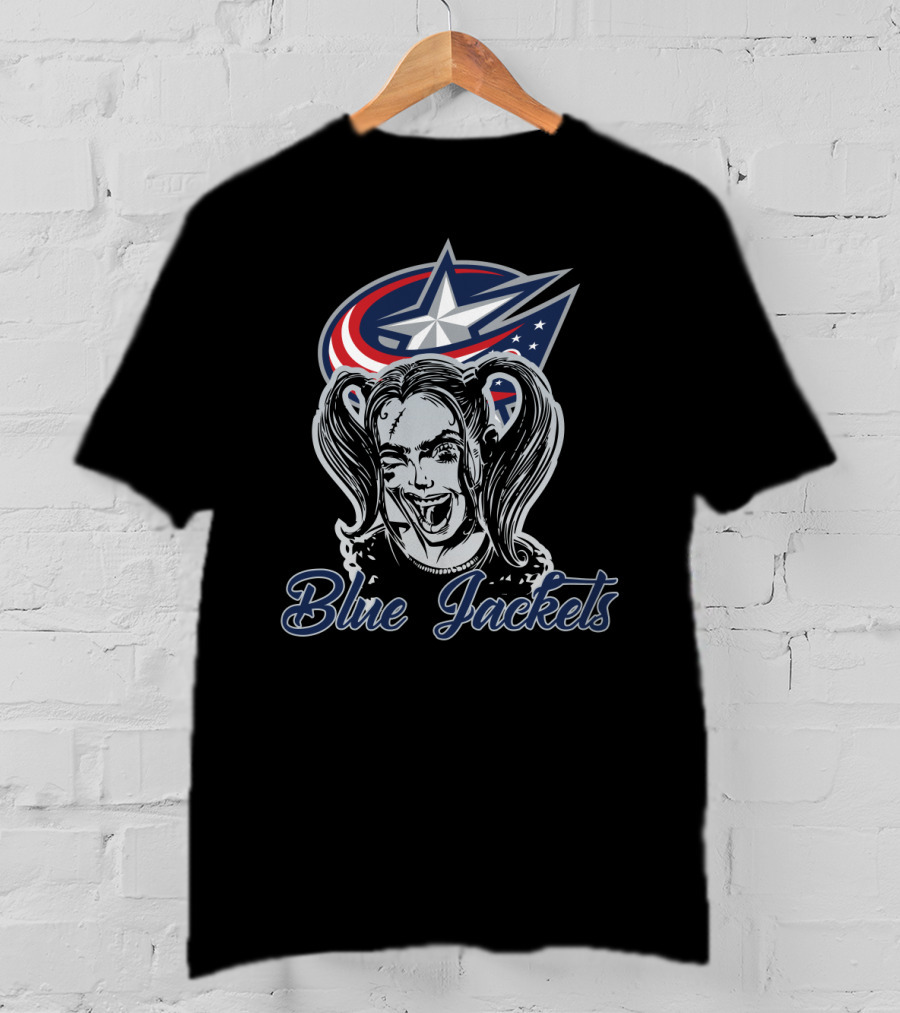 Harley Quinn & Columbus Blue Jackets Fan Blue Jackets T-Shirt