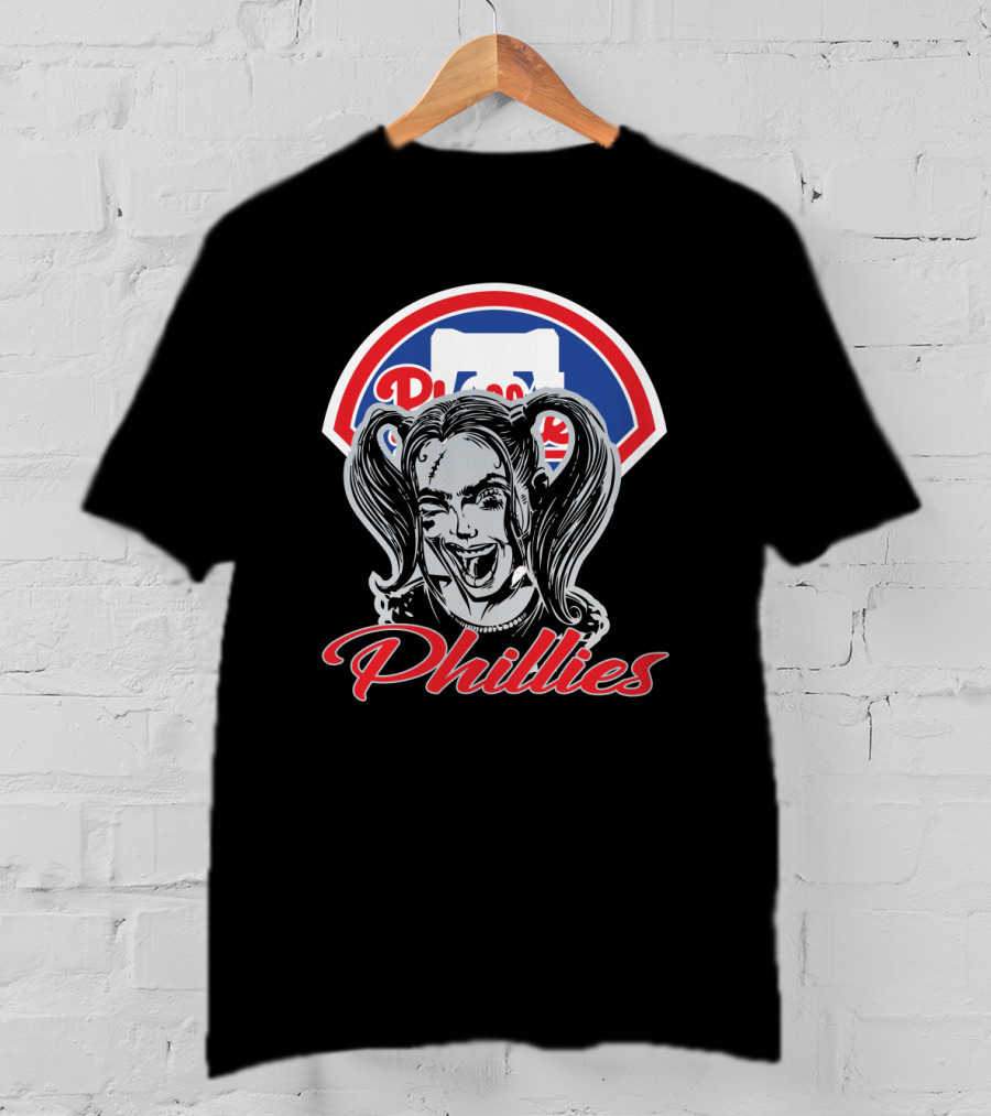 Harley Quinn Phillies Fan Philadelphia Phillies Logo Pigtails T-Shirt
