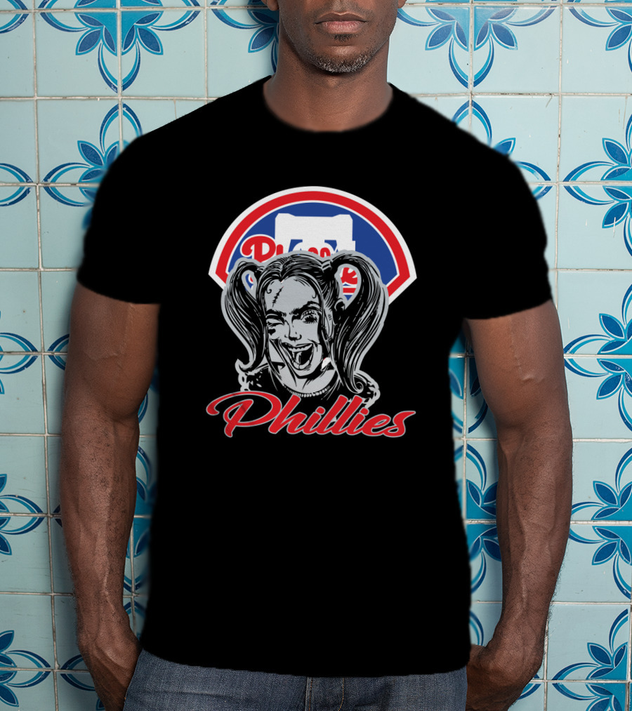Harley Quinn Phillies Fan Philadelphia Phillies Logo Pigtails T-Shirt