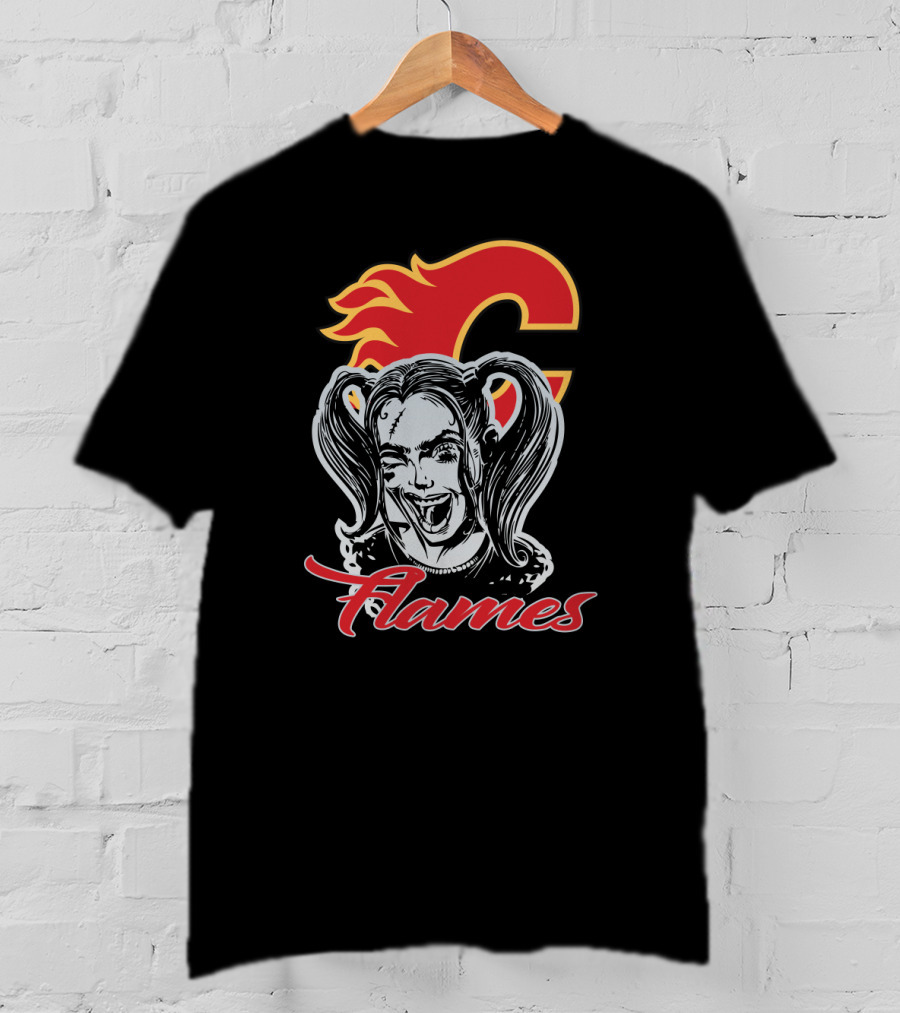 Harley Quinn Flames Calgary Fans T-Shirt
