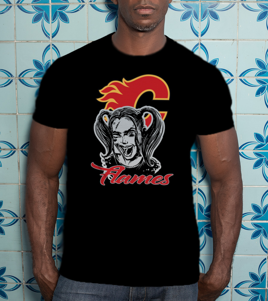Harley Quinn Flames Calgary Fans T-Shirt