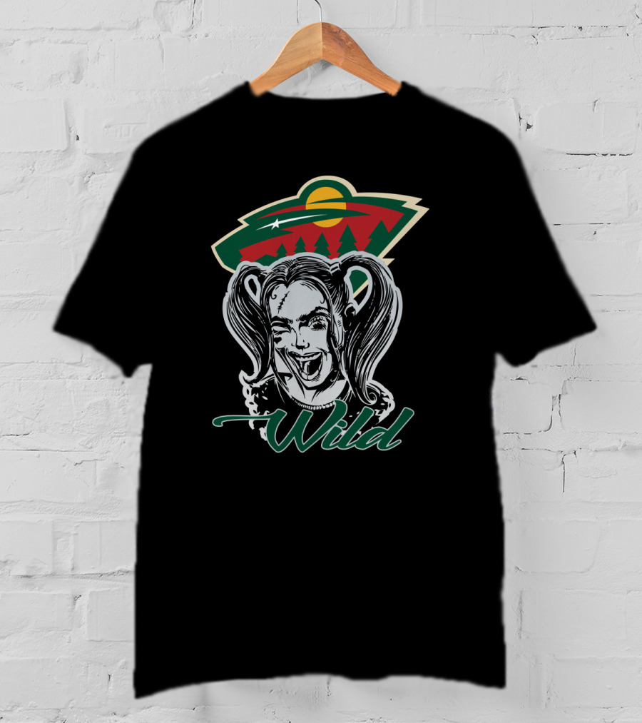 Harley Quinn Minnesota Wild Fans Wild Logo Mashup T-Shirt