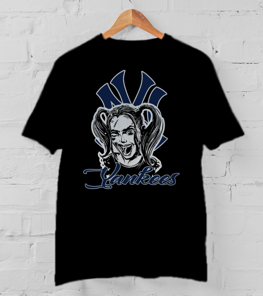 Yankees Logo With Harley Quinn Face T-Shirt