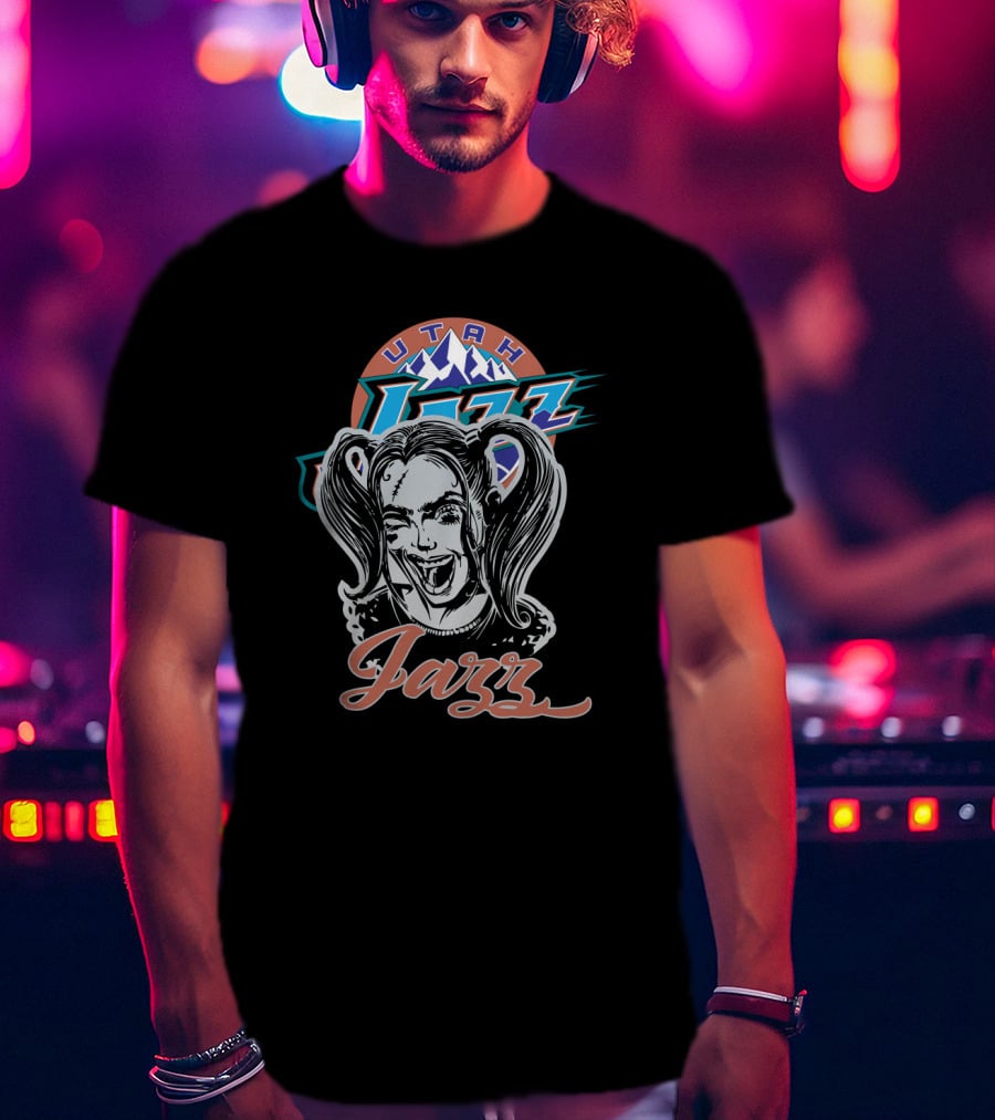 Utah Jazz Harley Quinn Crossover Enthusiasts T-Shirt