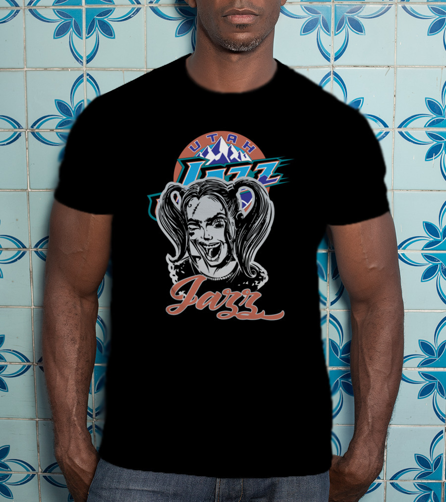Utah Jazz Harley Quinn Crossover Enthusiasts T-Shirt