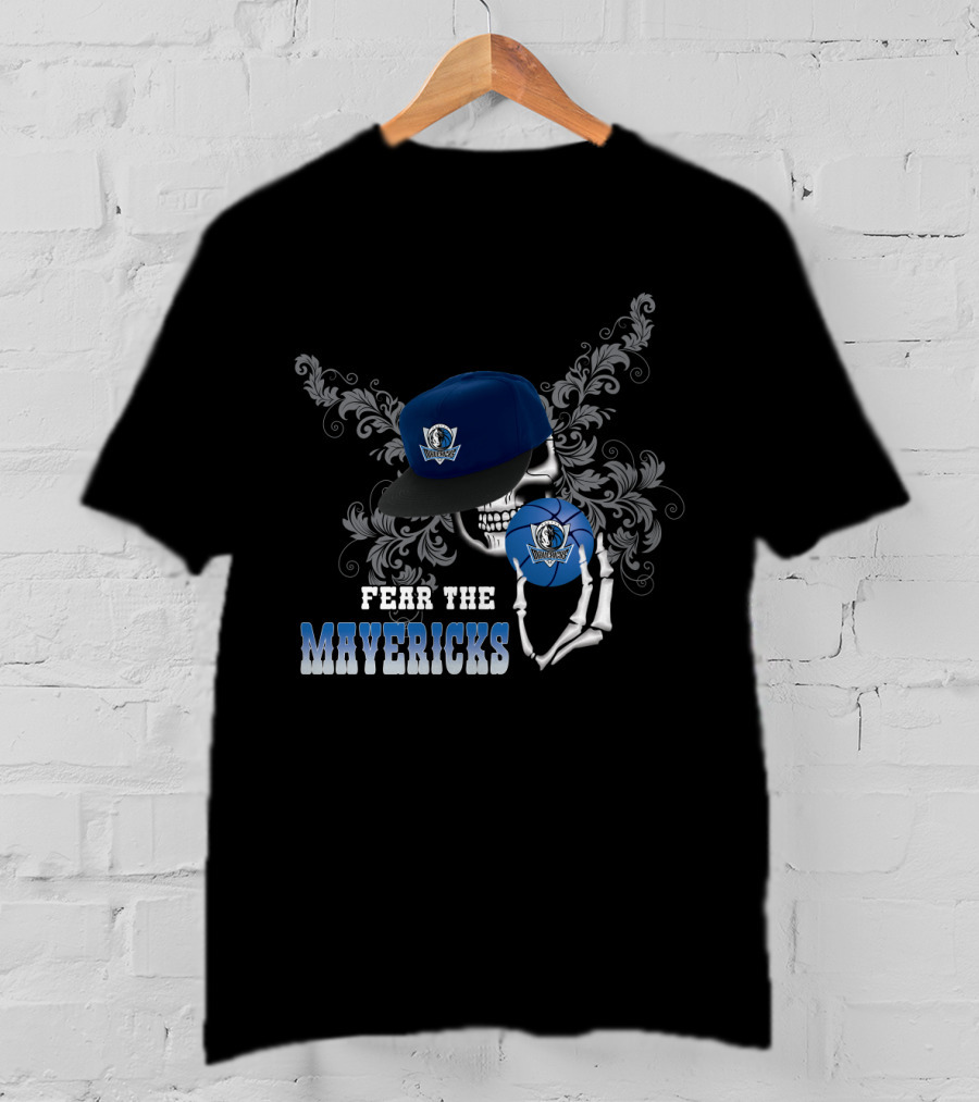 Fear The Mavericks Skull Holding Cap With Dallas Mavericks T-Shirt