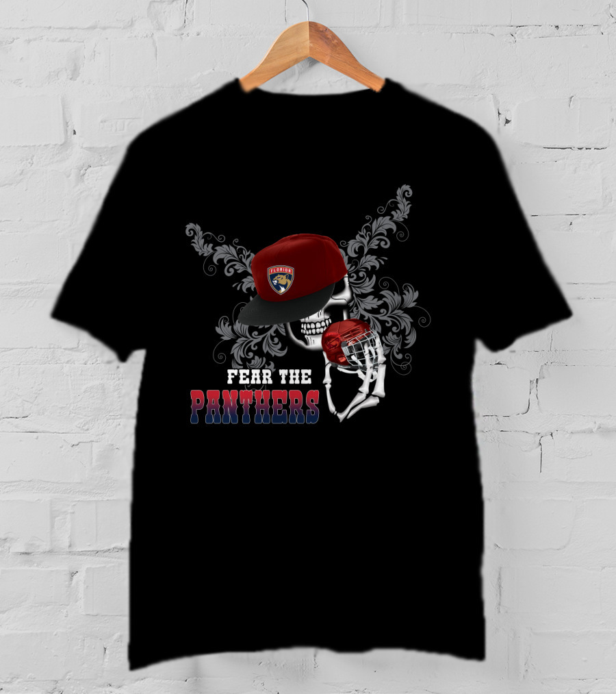 Fear The Panthers Florida Team Hockey Skull T-Shirt