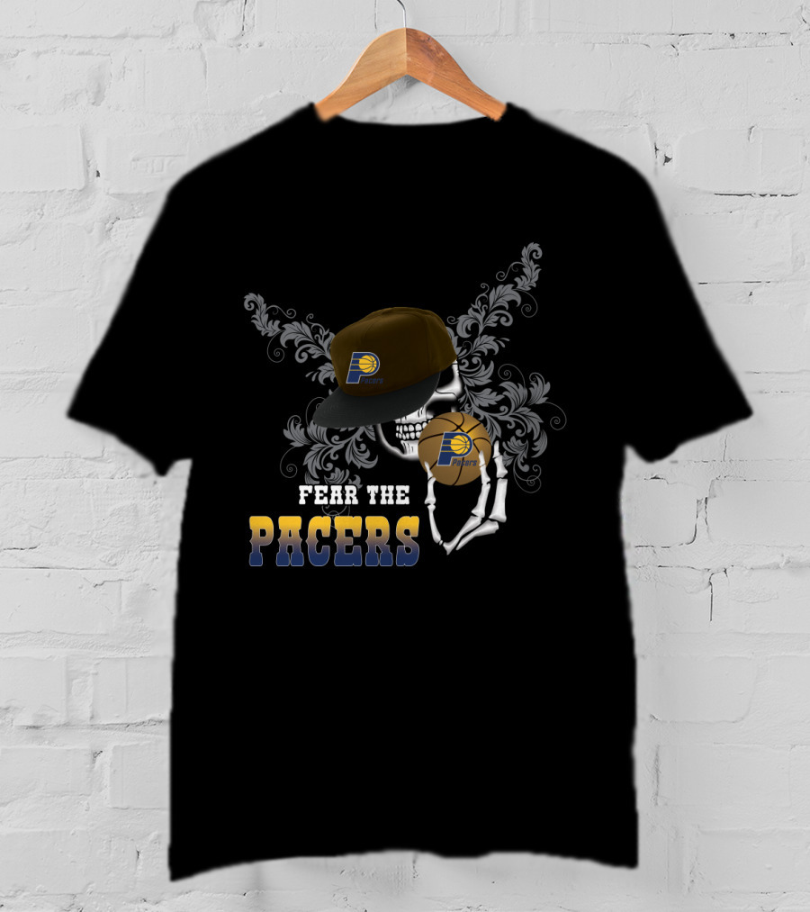 Fear The Pacers Indiana Skull And Basketball Cap T-Shirt