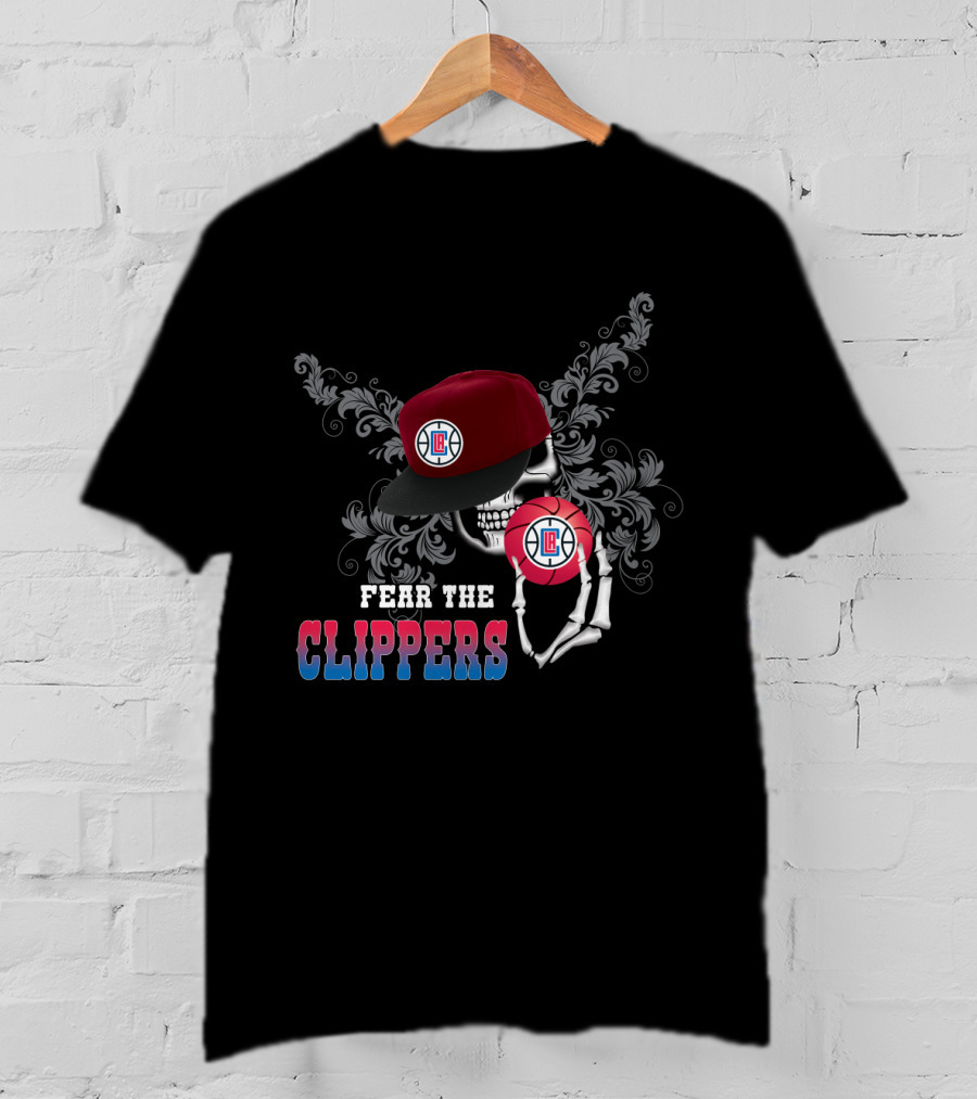 Fear The La Clippers Skull Hat Basketball Fan T-Shirt