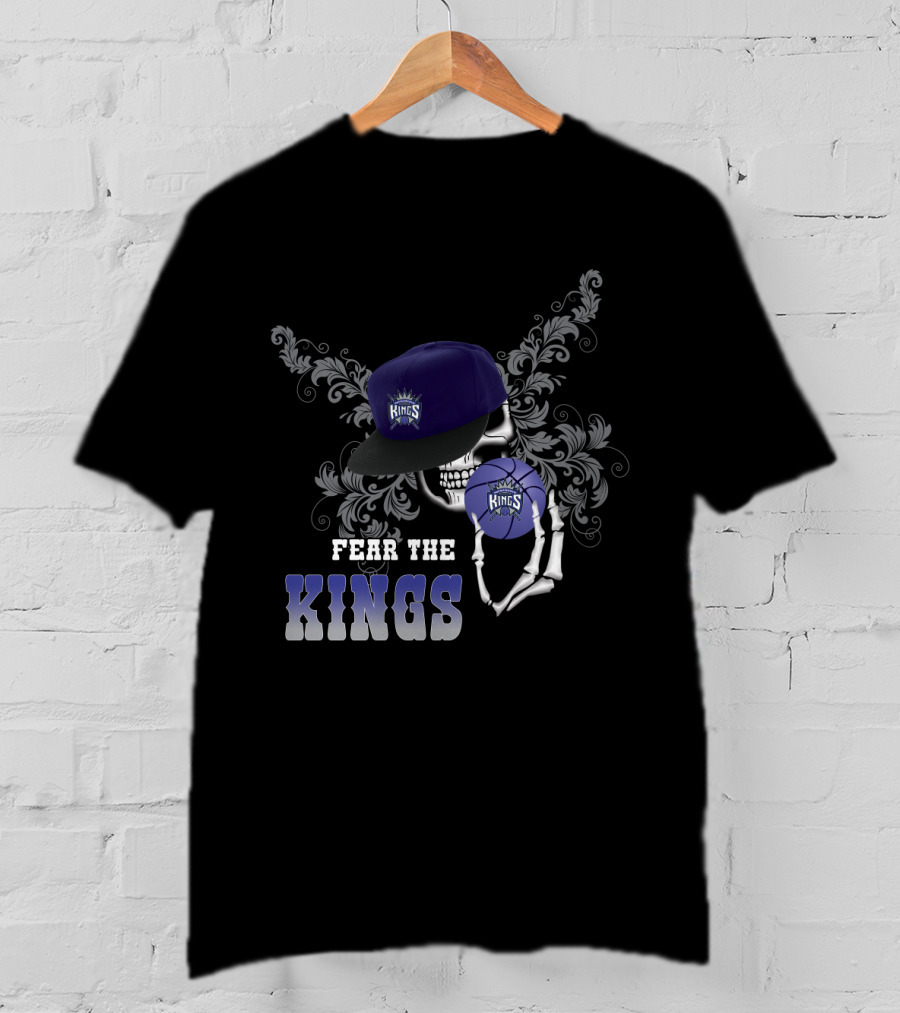 Fear The Kings Sacramento Basketball Skull And Cap T-Shirt