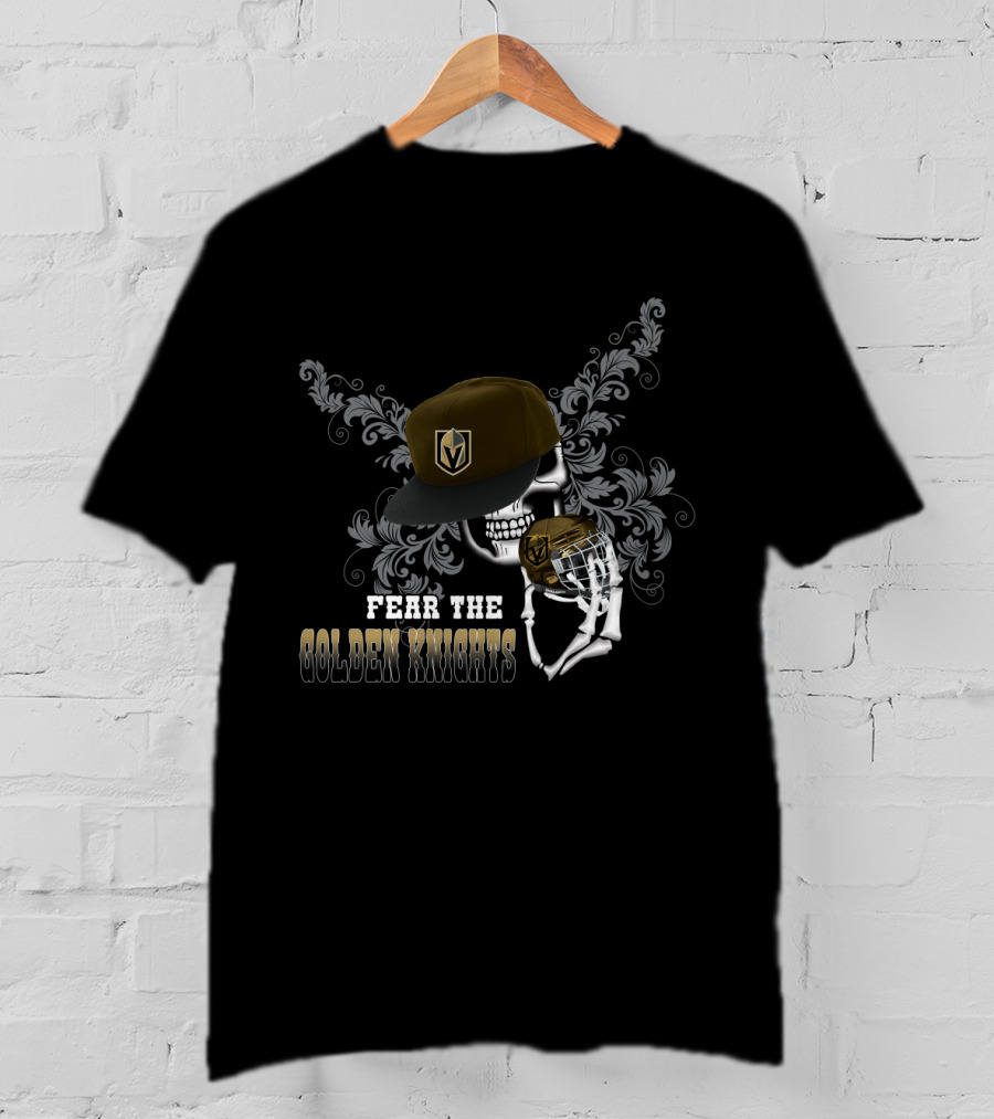 Fear The Golden Knights Skull And Hockey Helmet T-Shirt