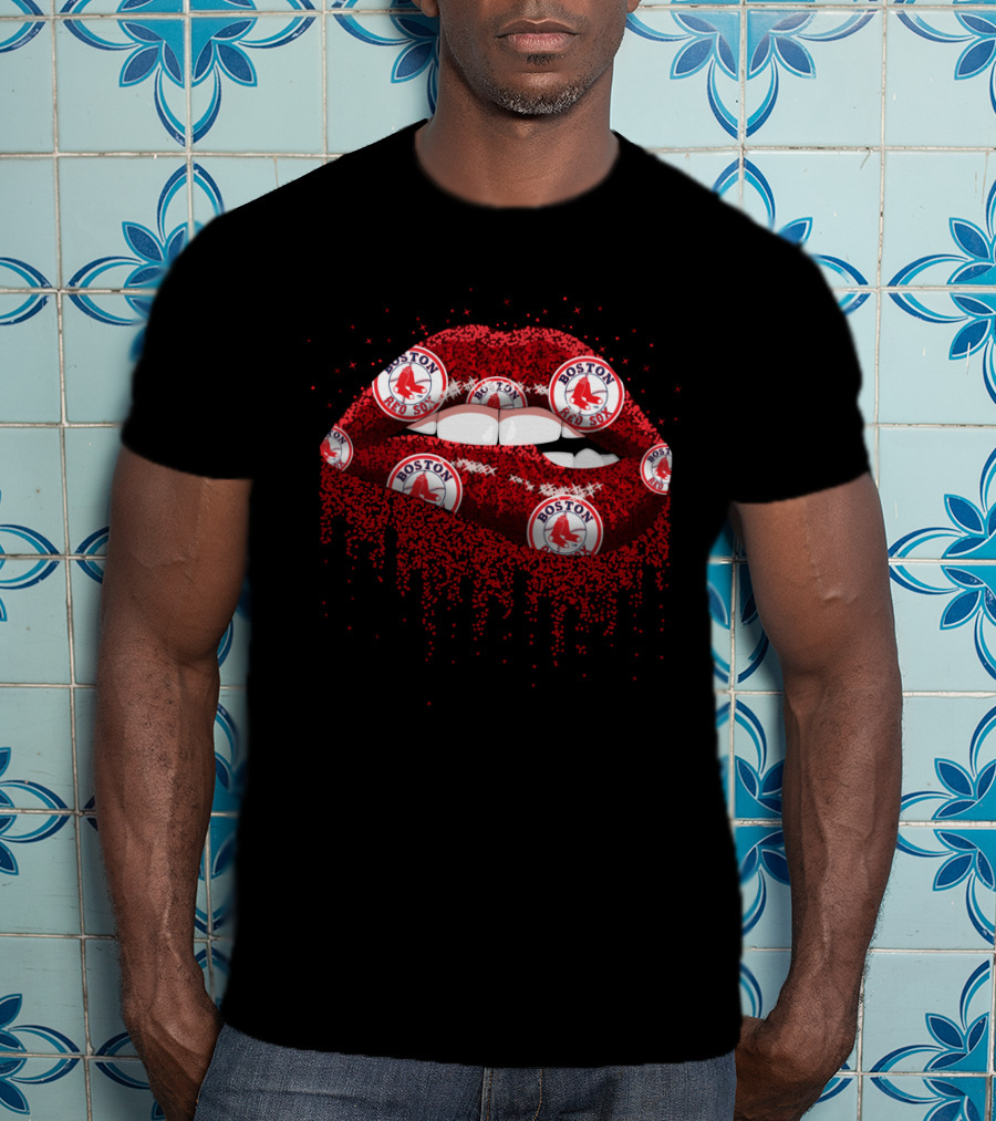 Boston Red Sox Glitter Lips Fan T-Shirt