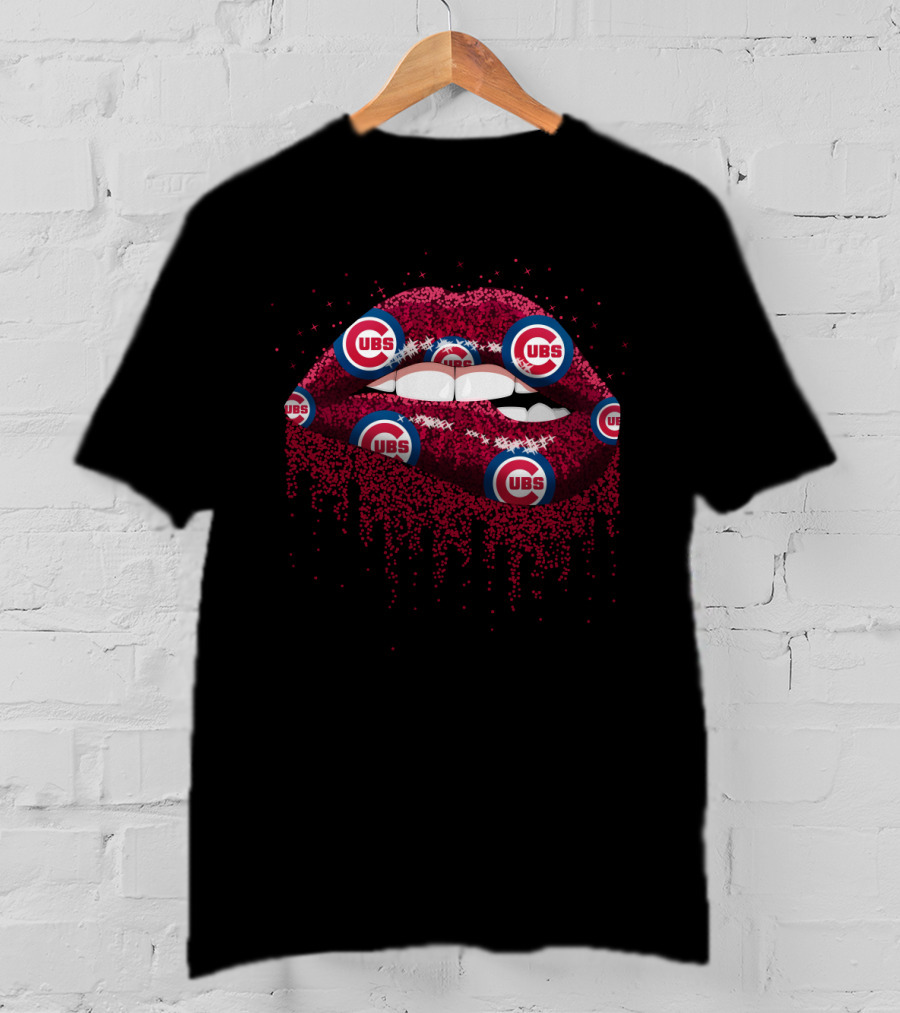 Glittering Chicago Cubs Lips With Team T-Shirt