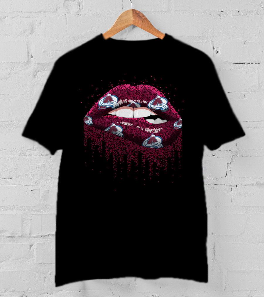 Colorado Avalanche Glitter Lips Fan Art For Supporters T-Shirt