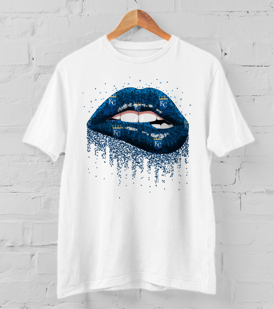 Kansas City Royals Glitter Blue Lips With KC T-Shirt