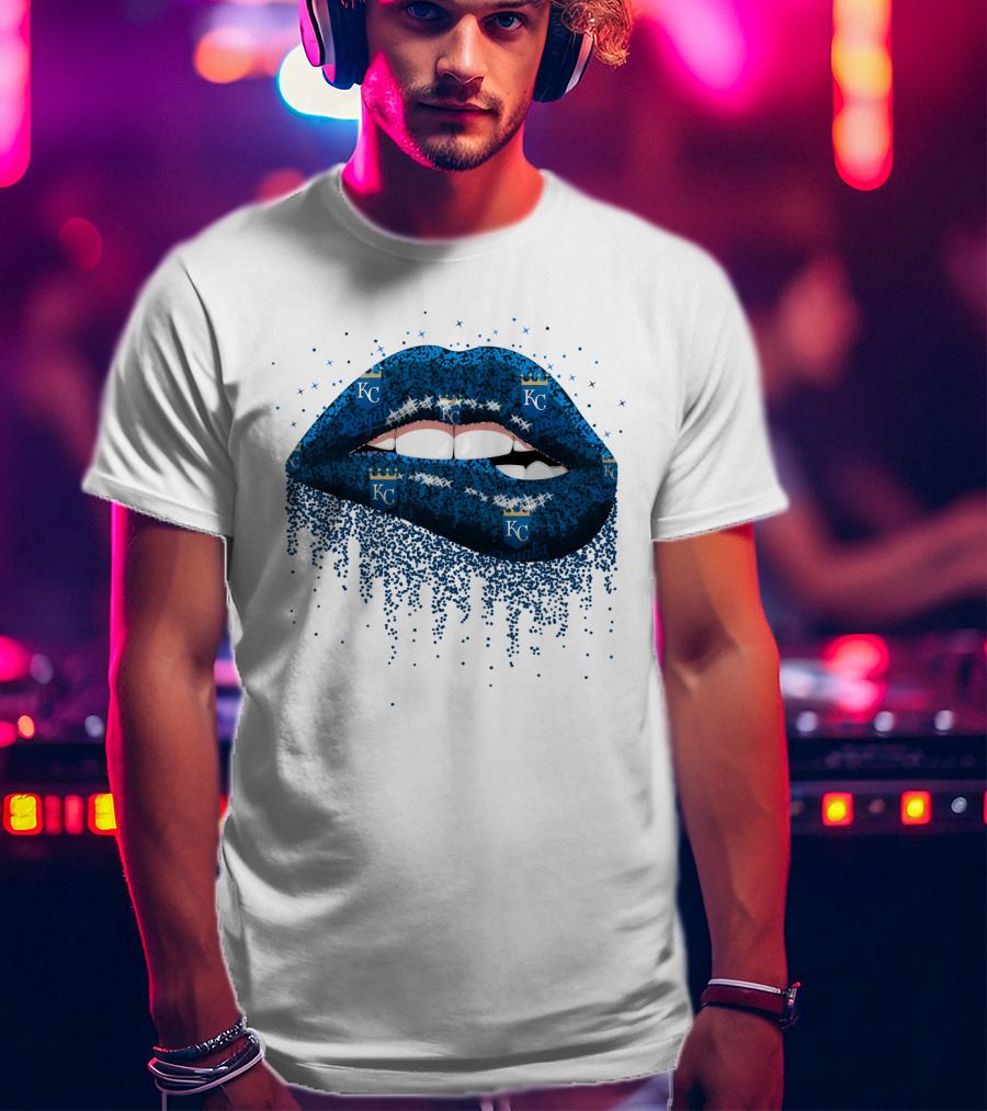 Kansas City Royals Glitter Blue Lips With KC T-Shirt