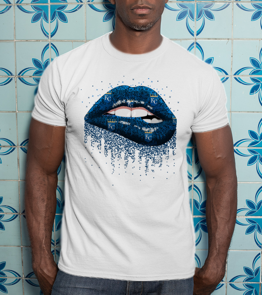 Kansas City Royals Glitter Blue Lips With KC T-Shirt