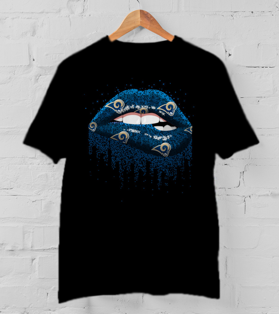 Los Angeles Rams Blue Lips Fan Art Featuring Team T-Shirt