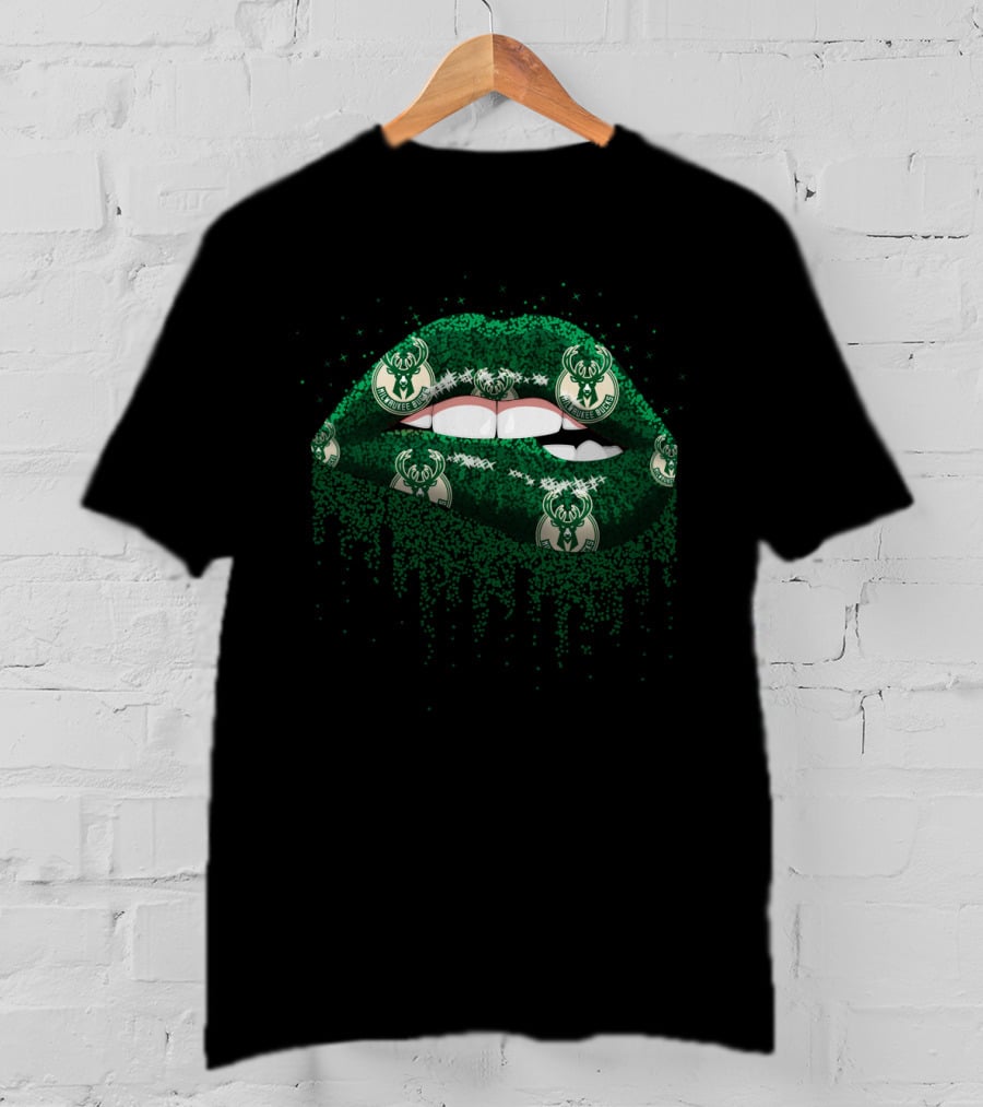 Milwaukee Bucks Lips Logo Pattern For Fans T-Shirt
