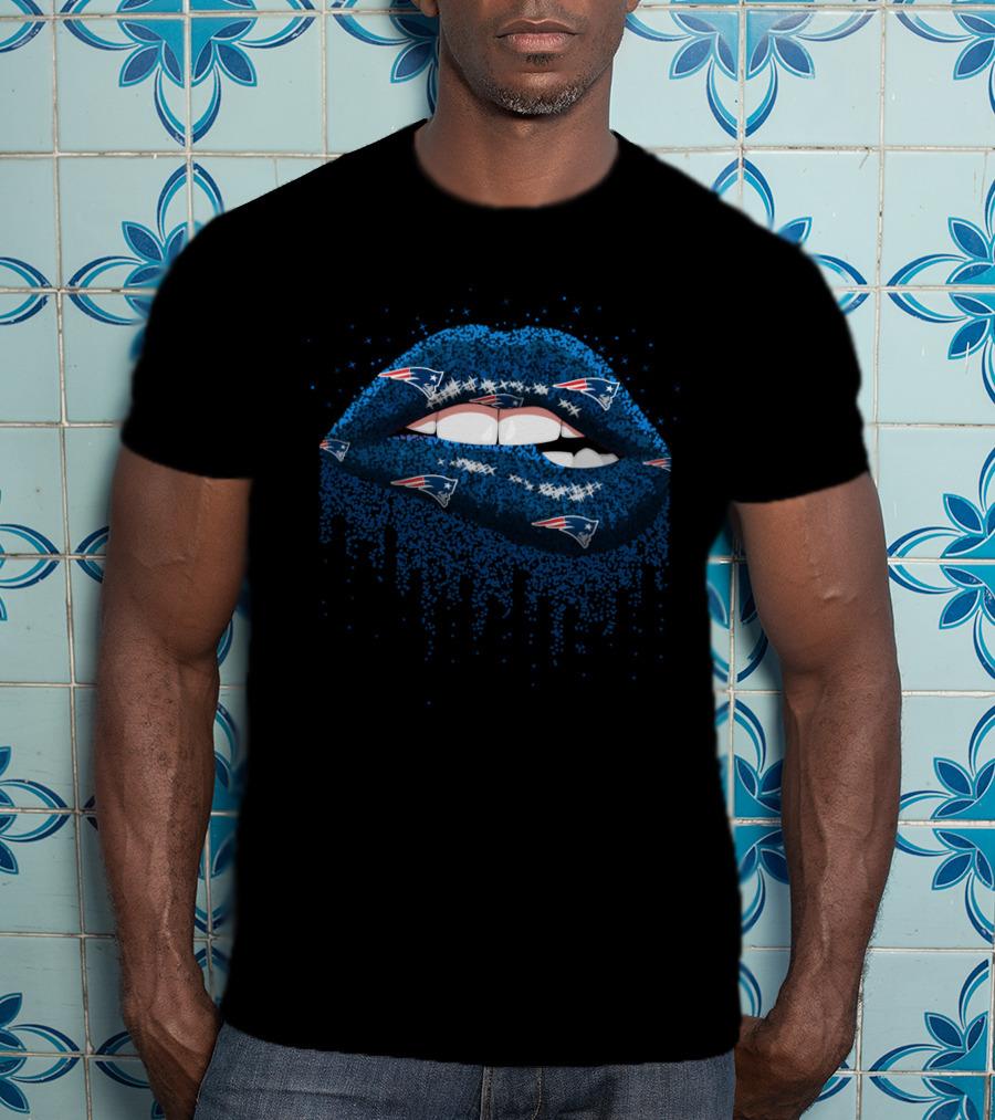 New England Patriots Fans Lips With Team T-Shirt