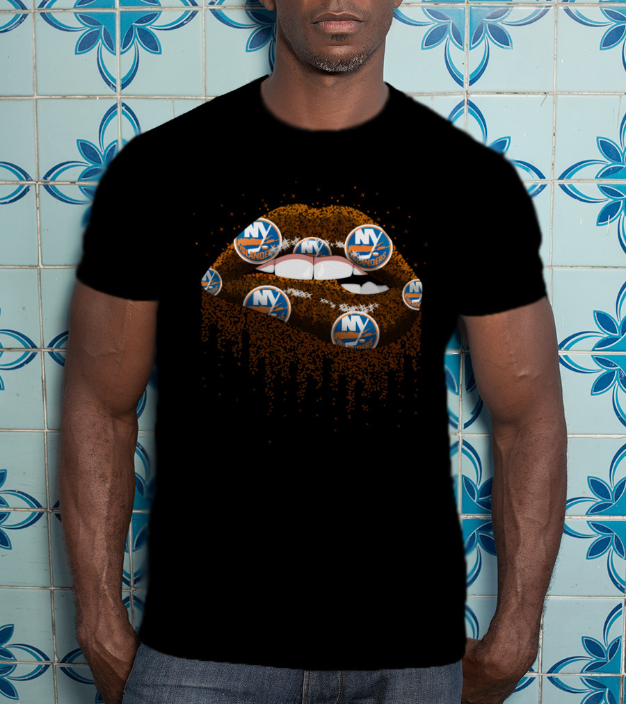 New York Islanders Glitter Lips Logo Fan Spirit T-Shirt