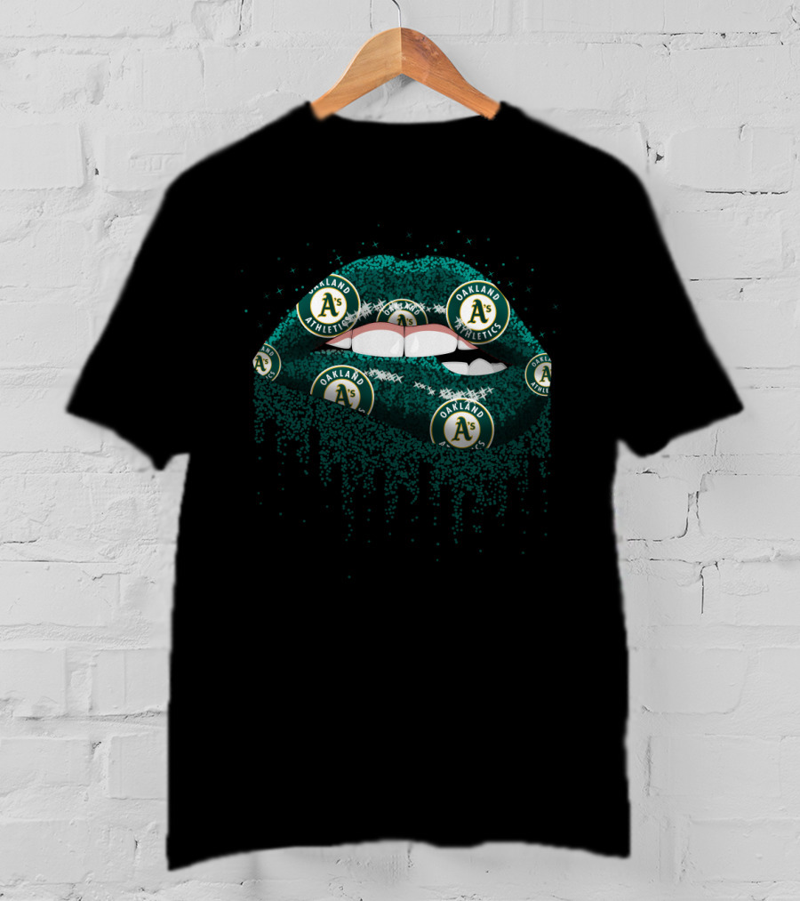Oakland Athletics Glitter Lips Fan Icons T-Shirt