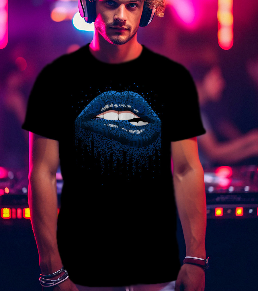 Sparkling Blue Glitter Lips For San Diego Padres Enthusiasts T-Shirt