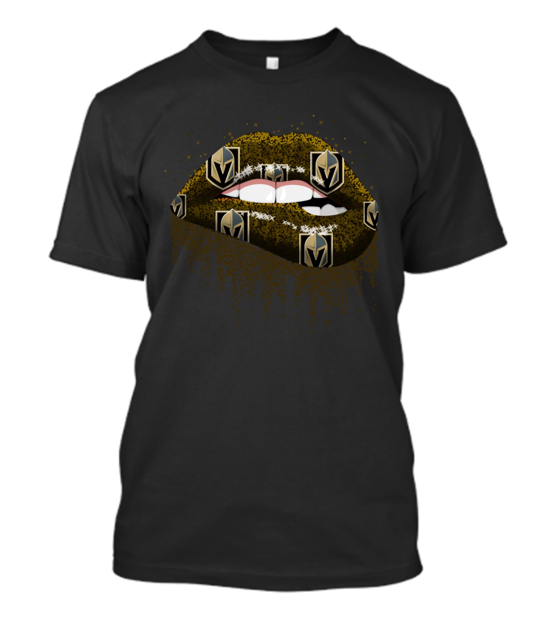 Vegas Golden Knights Glitter Lips T-Shirt