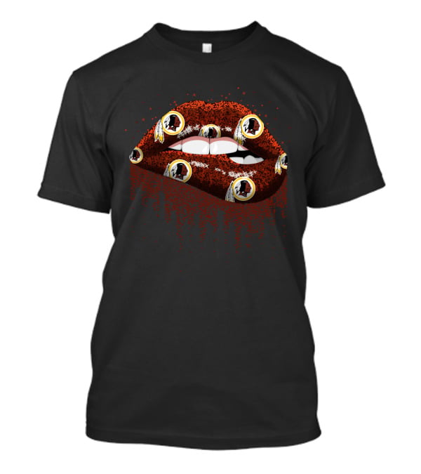 Glitter Lips With Washington Redskins Logos For Fans T-Shirt