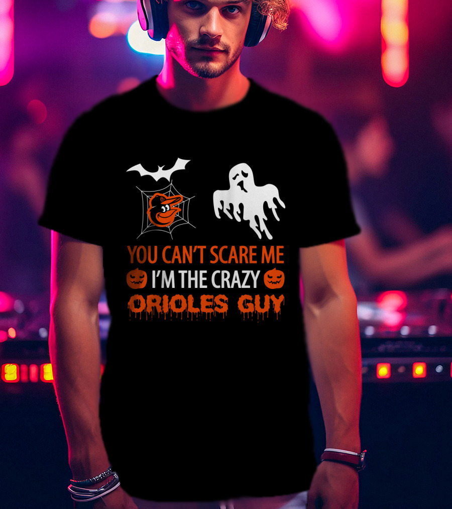 Crazy Orioles Guy Halloween Shirt With Ghost And Spiderweb T-Shirt