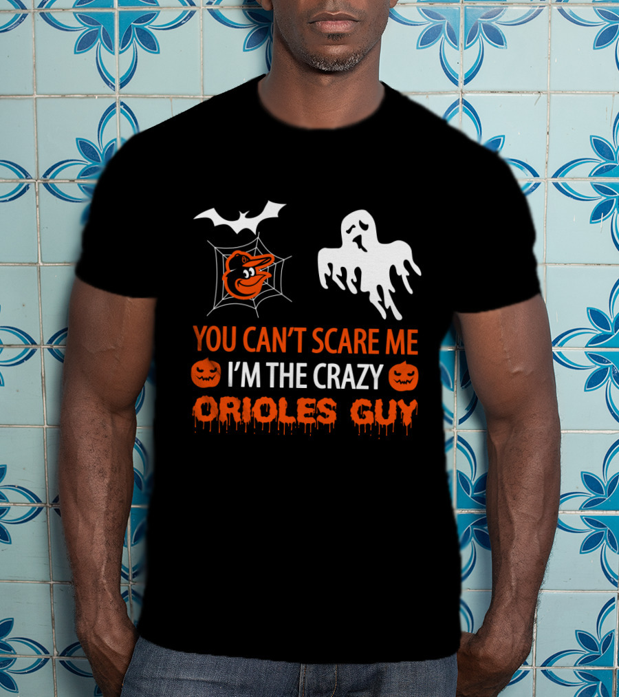 Crazy Orioles Guy Halloween Shirt With Ghost And Spiderweb T-Shirt
