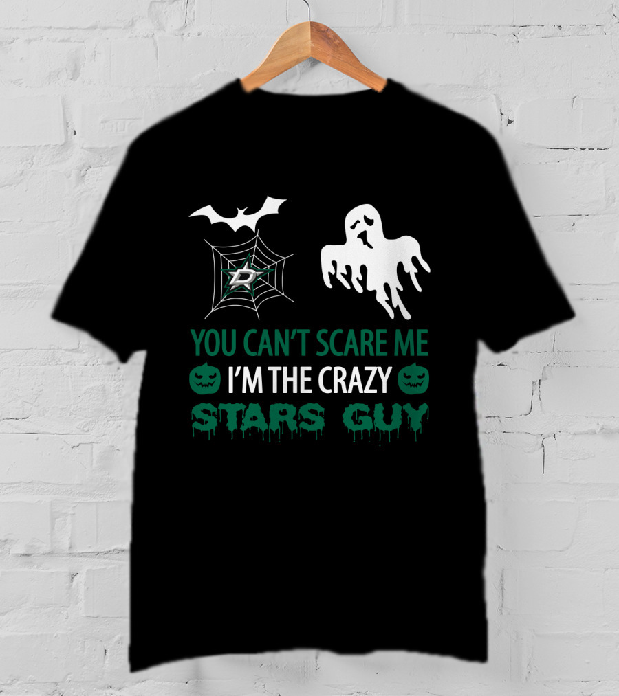 Dallas Stars Halloween Ghost Bat Spider Web Crazy Stars Guy T-Shirt
