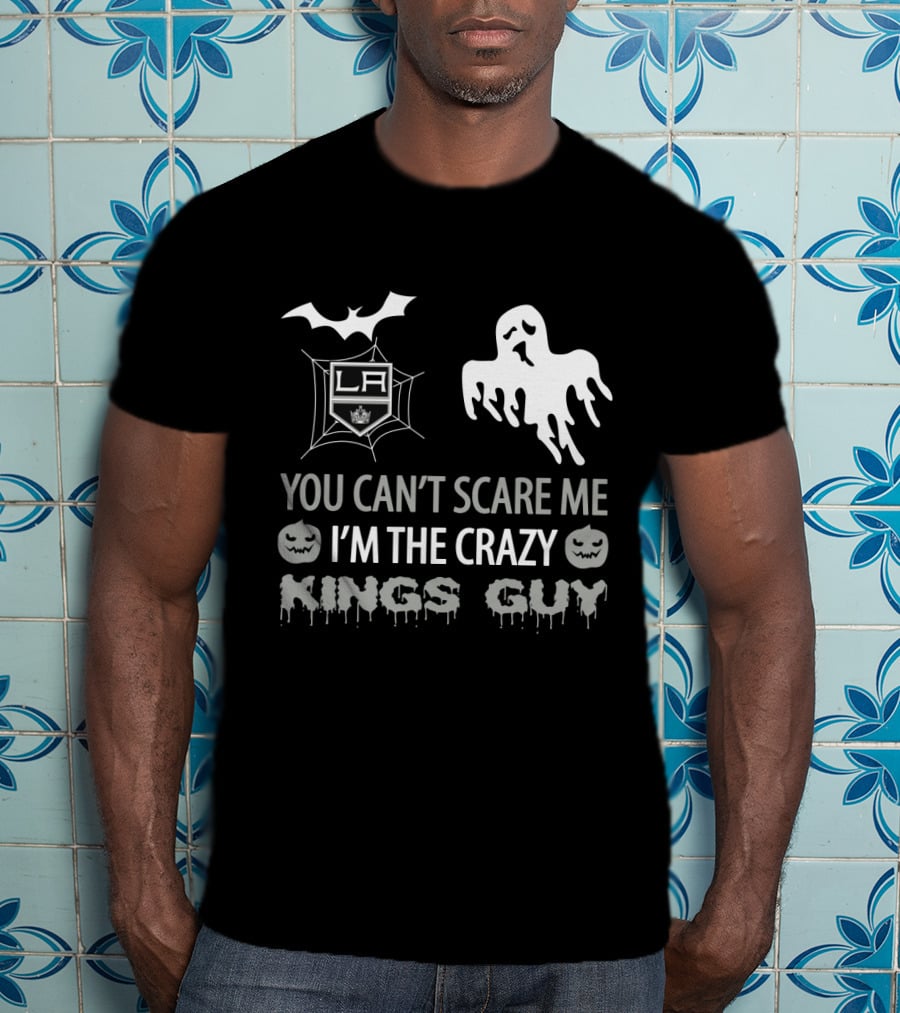 You Can't Scare Me I'm The Crazy LA Kings Guy Halloween Ghost Bat Pumpkin T-Shirt