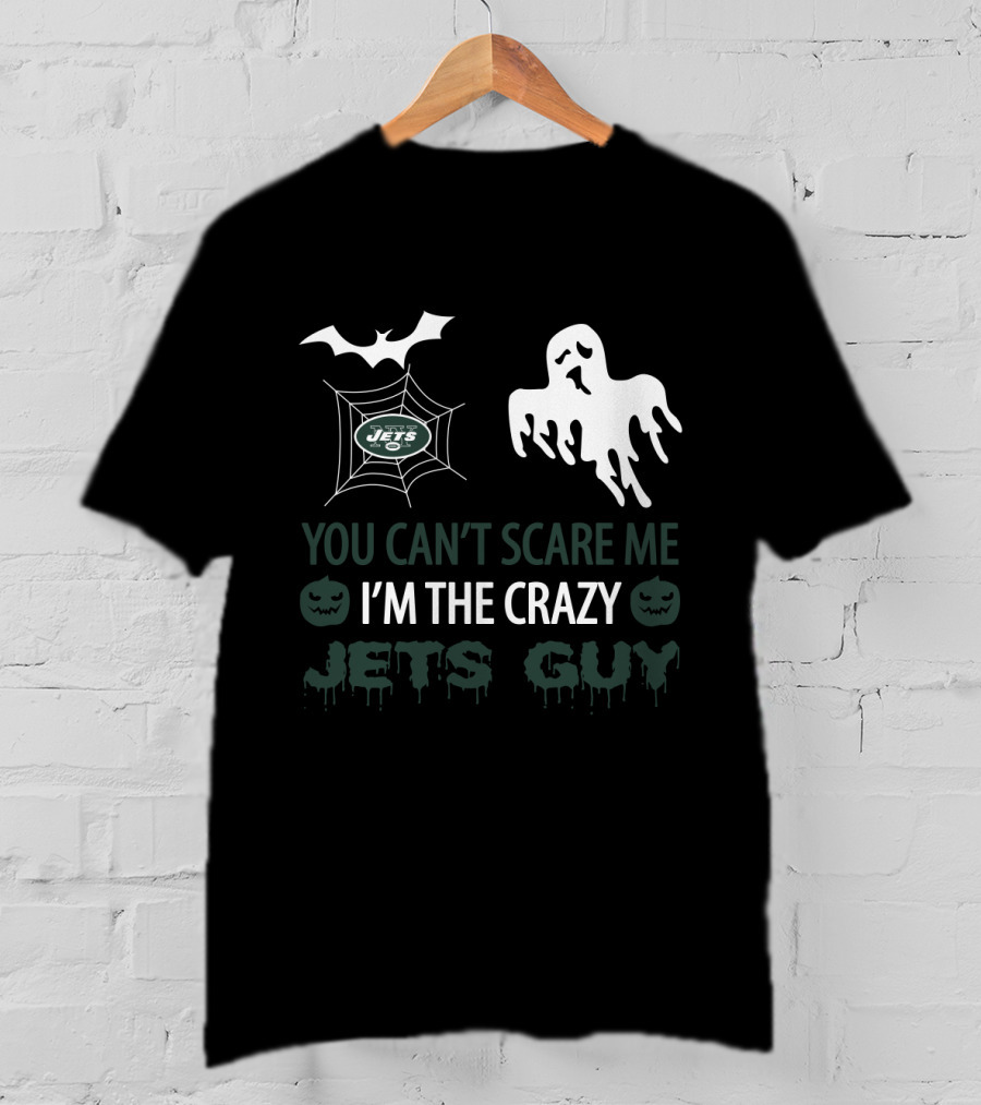 You Can't Scare Me I'm The Crazy Jets Guy Halloween Ghost Bat Web Theme T-Shirt