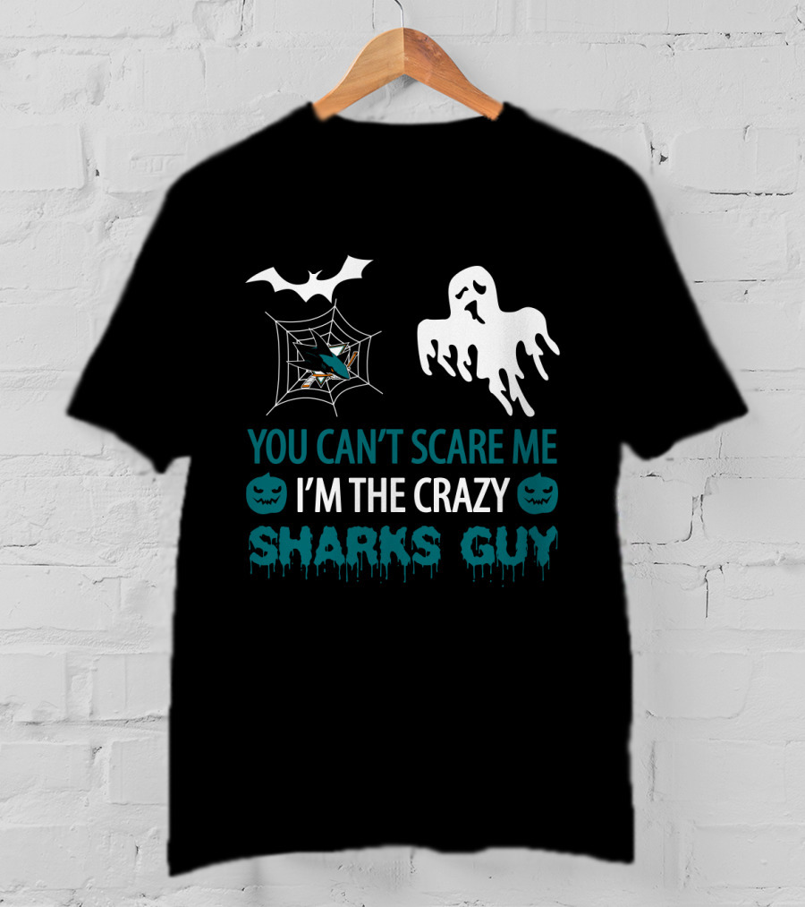 You Can’t Scare Me I’m The Crazy Sharks Guy Halloween Ghost Pumpkin Web T-Shirt