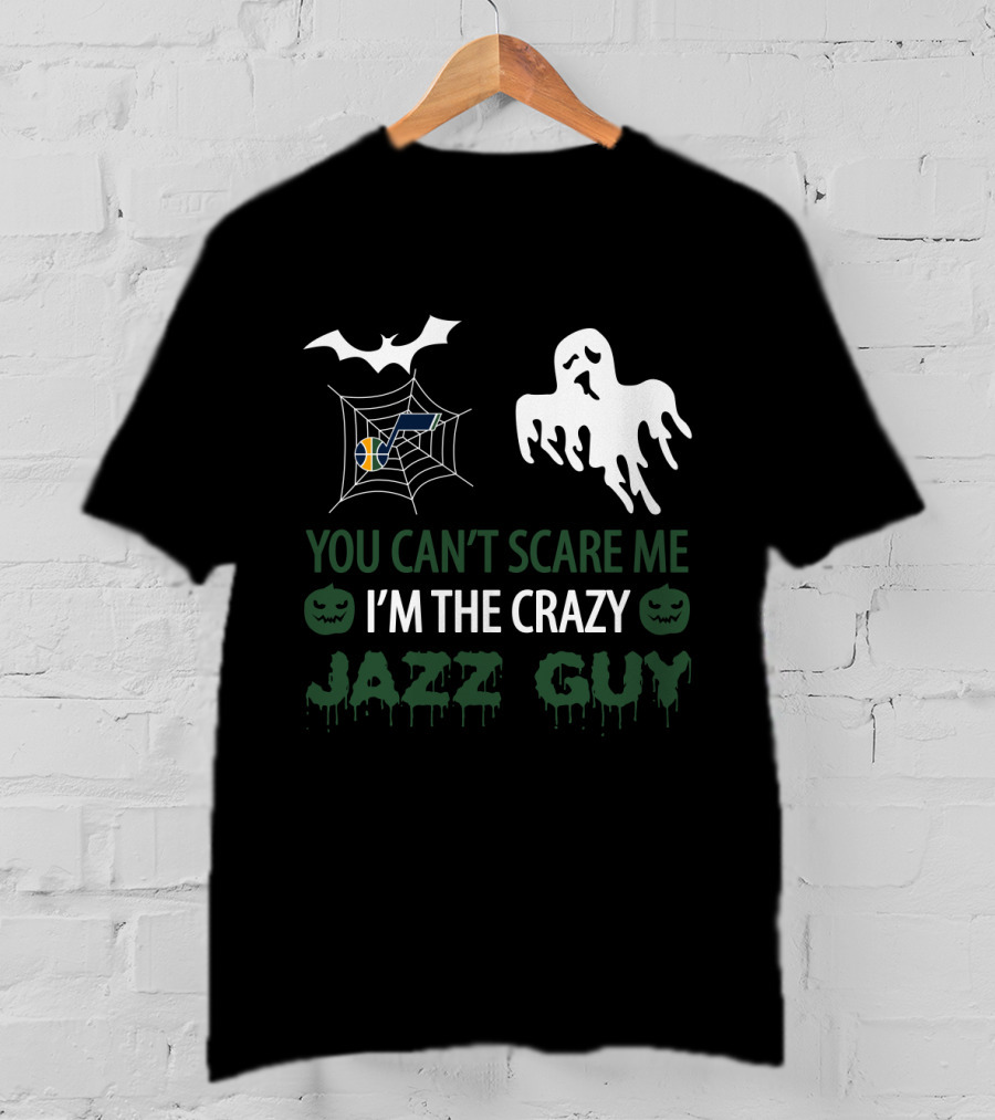 You Can't Scare Me I'm The Crazy Jazz Guy Halloween Ghost Bat Spiderweb T-Shirt
