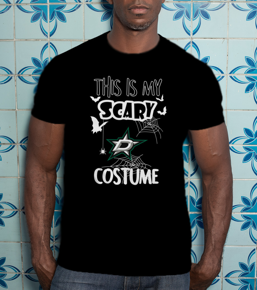 This Is My Scary Costume Dallas Stars Logo Bat Spider Web Halloween T-Shirt
