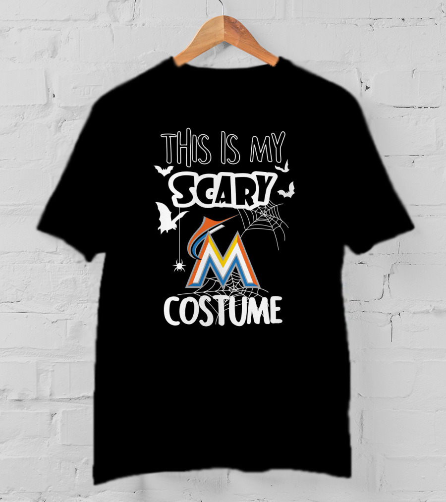 This Is My Scary Miami Marlins Costume With Bats And Spiderwebs T-Shirt