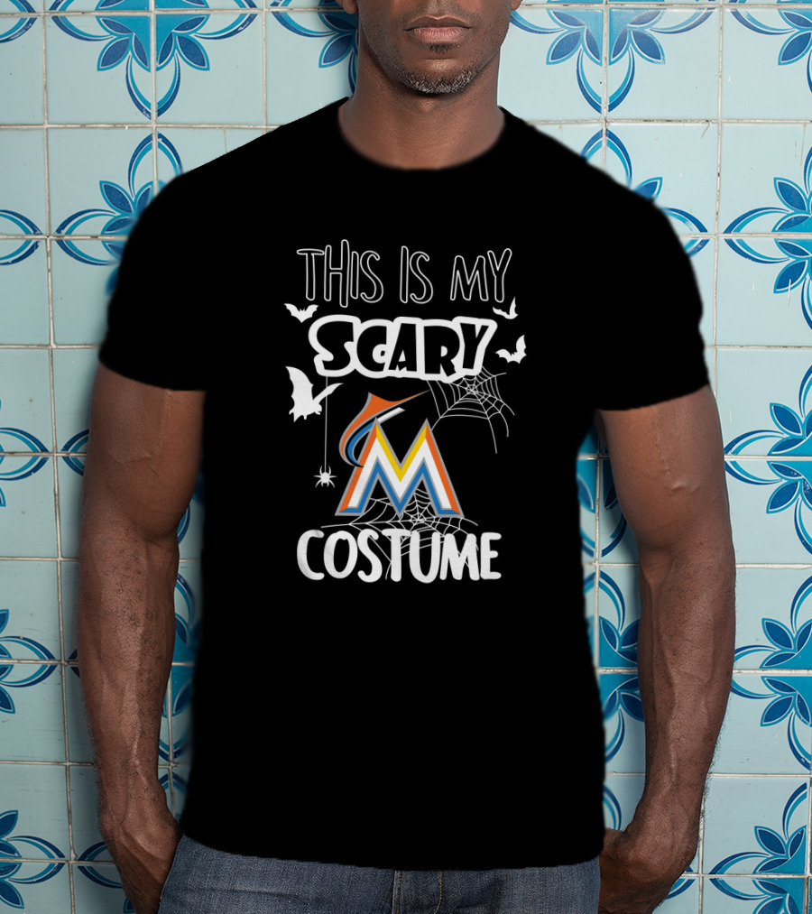 This Is My Scary Miami Marlins Costume With Bats And Spiderwebs T-Shirt