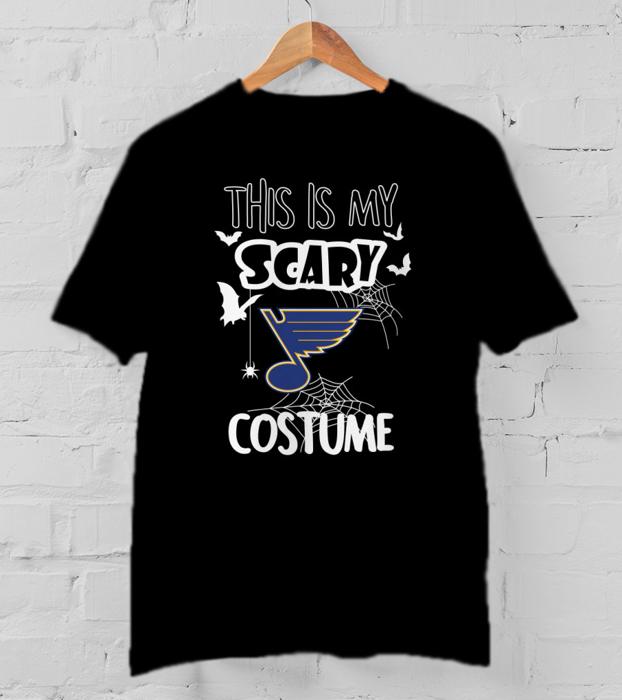 This Is My Scary Costume St. Louis Blues Logo Halloween Theme With Bats And Webs T-Shirt