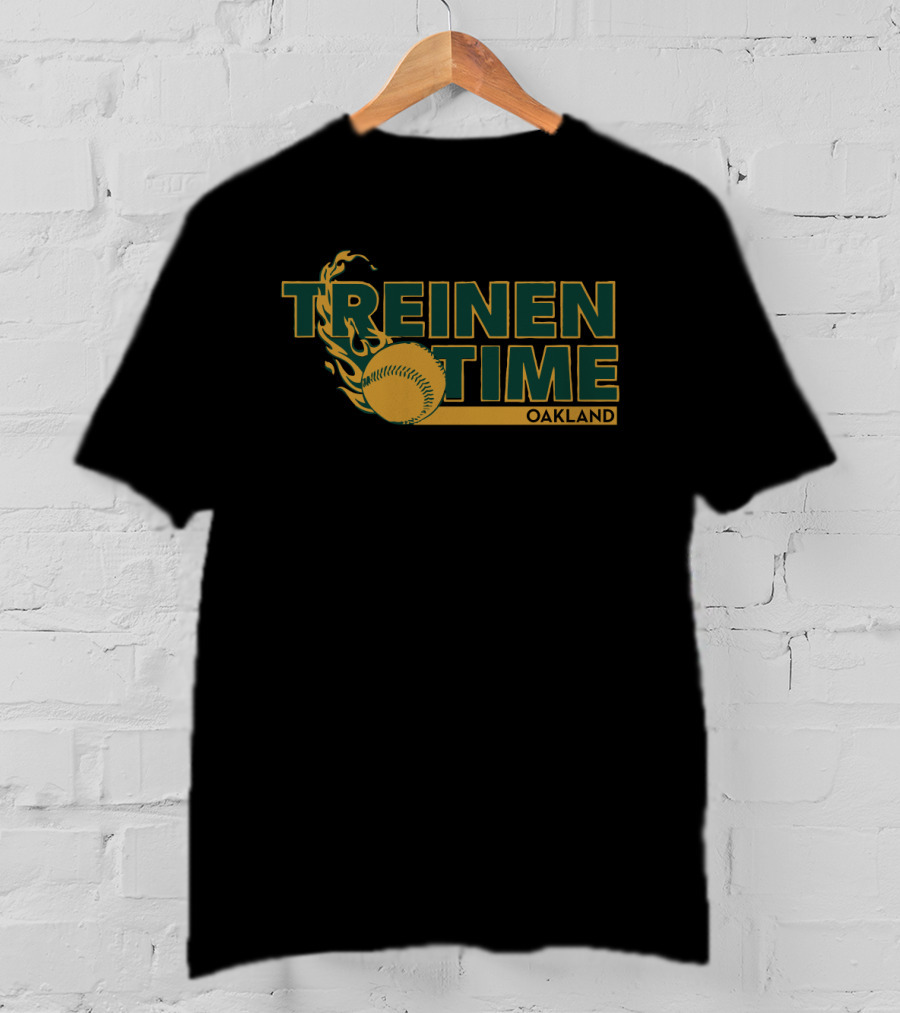 Treinen Time Oakland Baseball Flame Ball T-Shirt