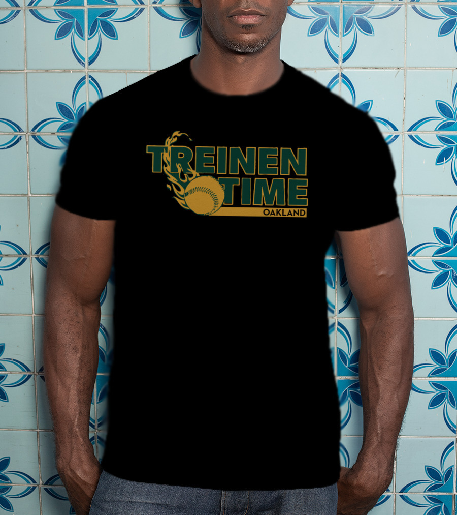 Treinen Time Oakland Baseball Flame Ball T-Shirt