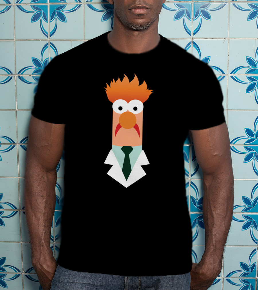 Beaker Character Muppets Scientist Iconic Lab Coat And Tie T-Shirt