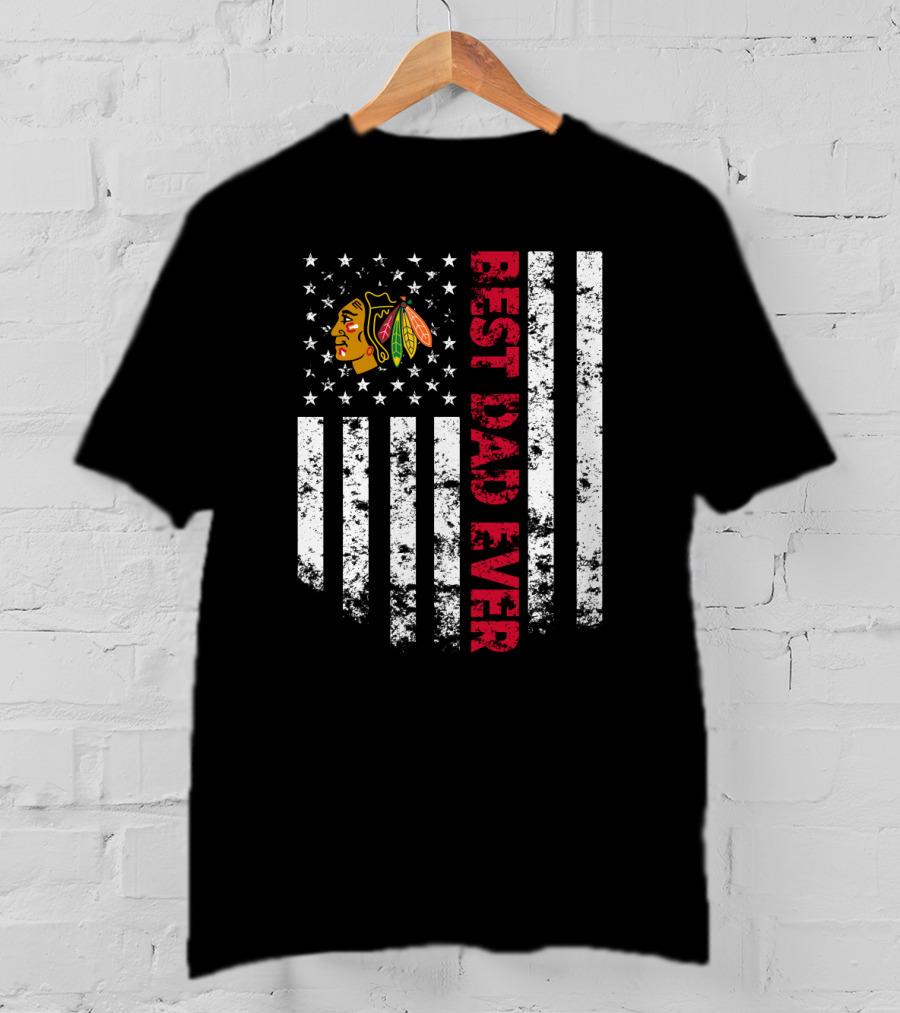 Best Chicago Blackhawks Dad Ever Usa Flag T-Shirt