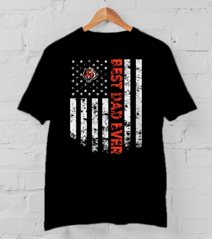 Cincinnati Bengals Best Dad Ever Usa Flag T-Shirt