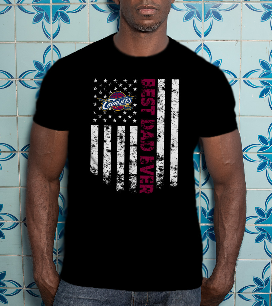 Cleveland Cavaliers Best Dad Ever American Flag Stars Stripes T-Shirt