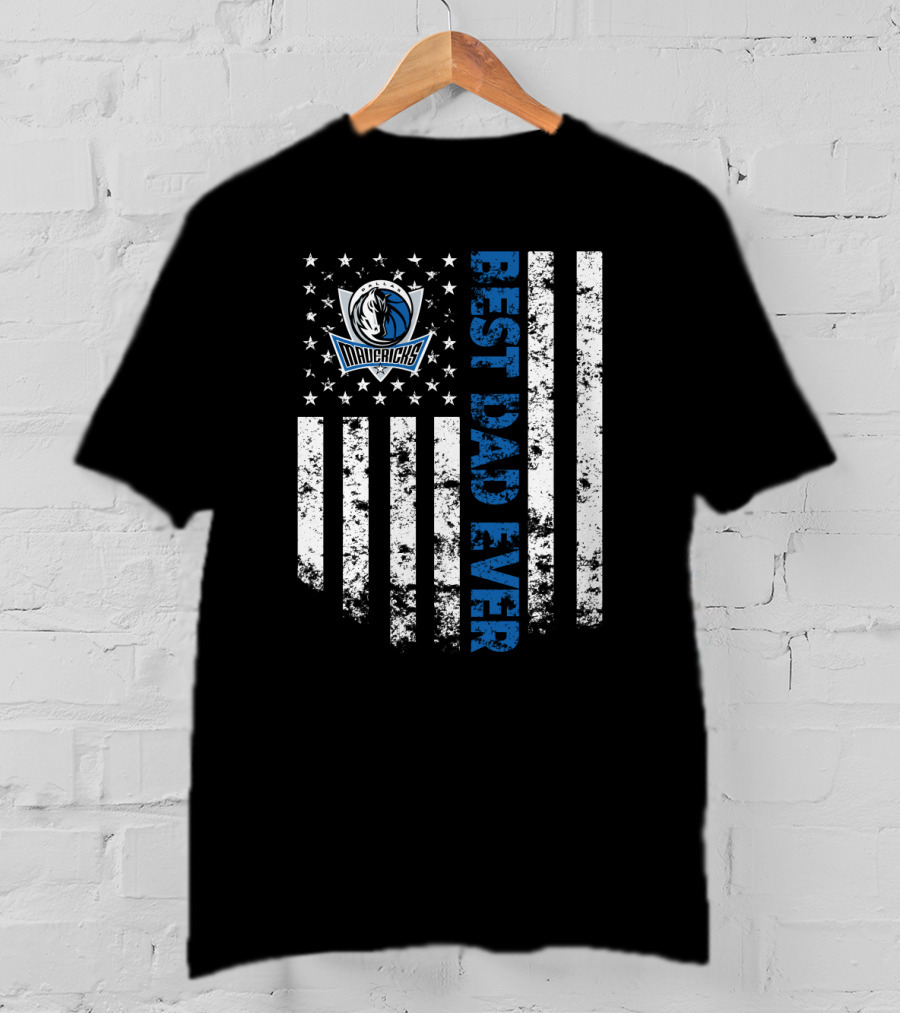 Dallas Mavericks Best Dad Ever American Flag Style T-Shirt