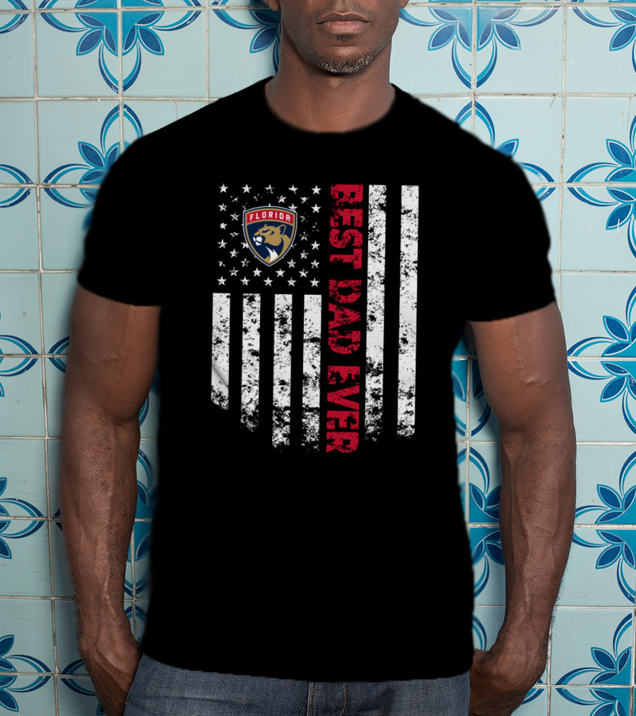 Florida Panthers Best Dad Ever American Flag Patriotic T-Shirt